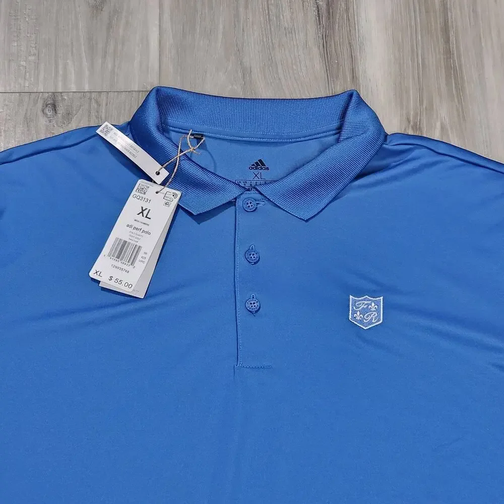 Adidas Polo Men's XL Blue Performance Polo Golf Club F.R Short Sleeve New